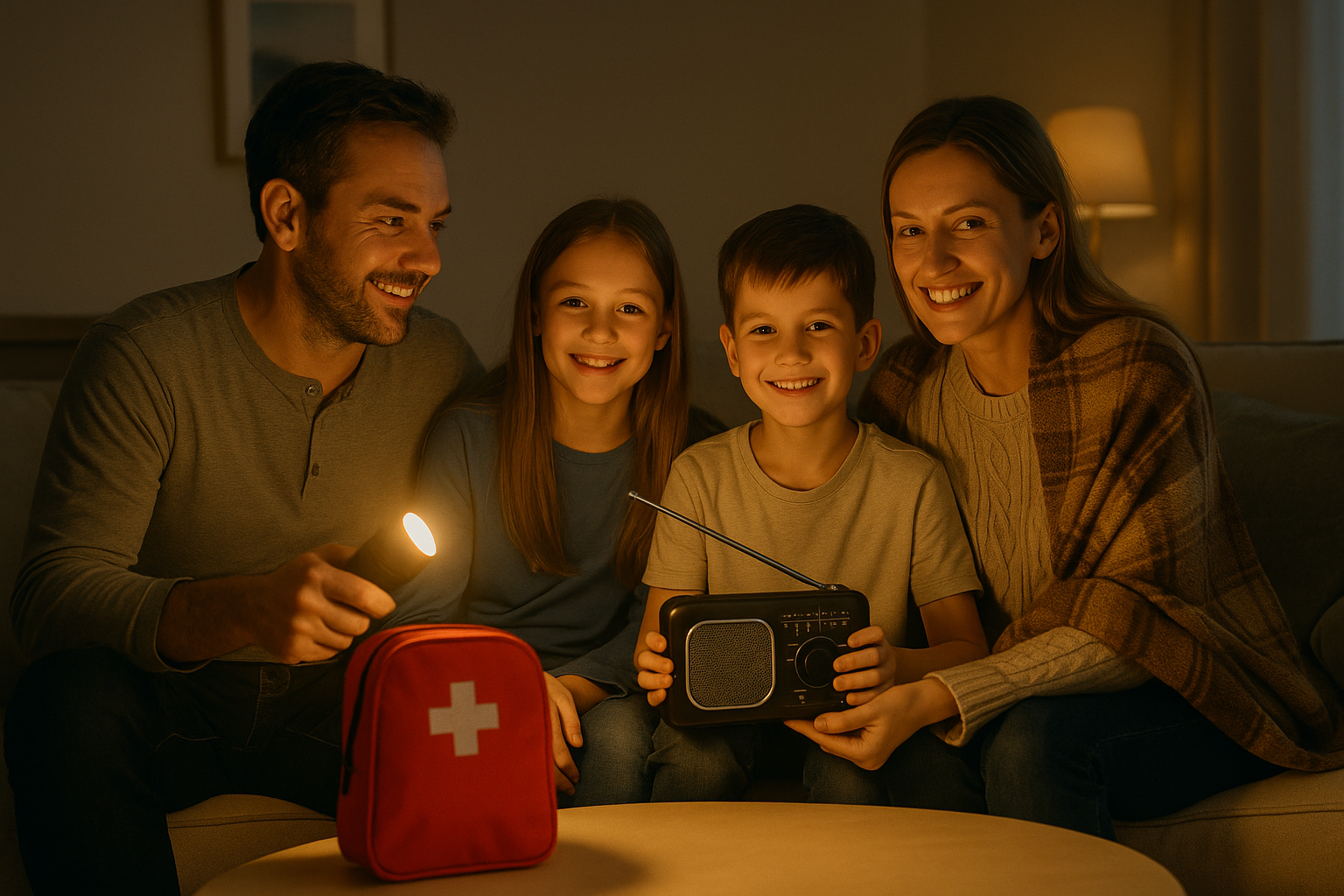 Familia usando KitSOS en emergencia